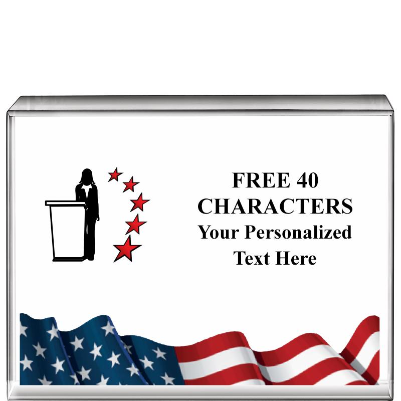 4"x3"FLAG HRZNTL DISPLY CRYSTL