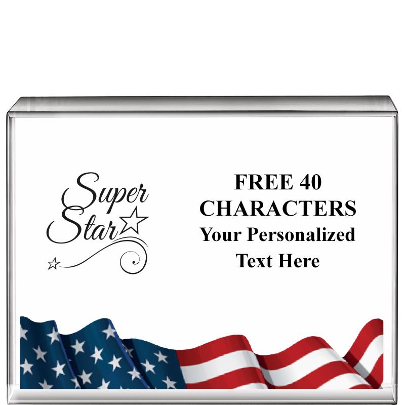 4"x3"FLAG HRZNTL DISPLY CRYSTL