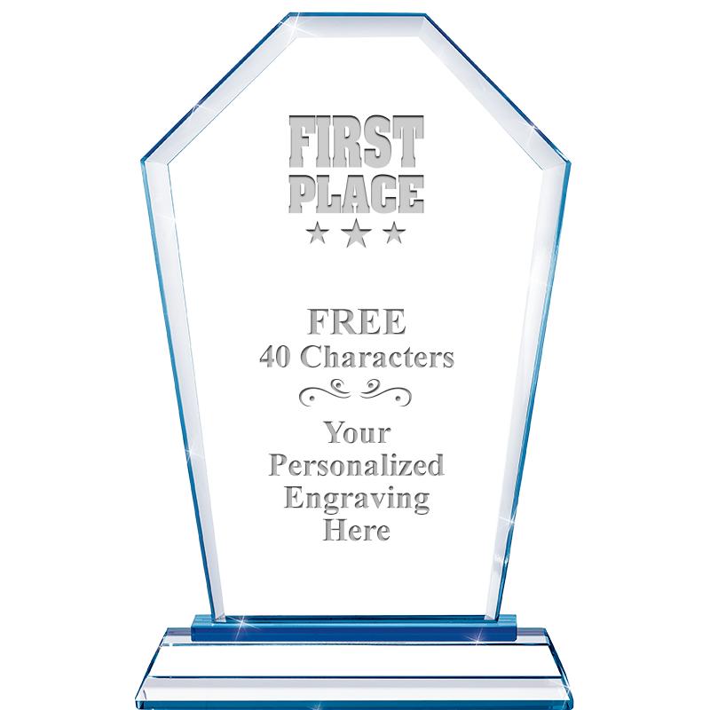 8" BLUE EMPHASIS CREST CRYSTAL