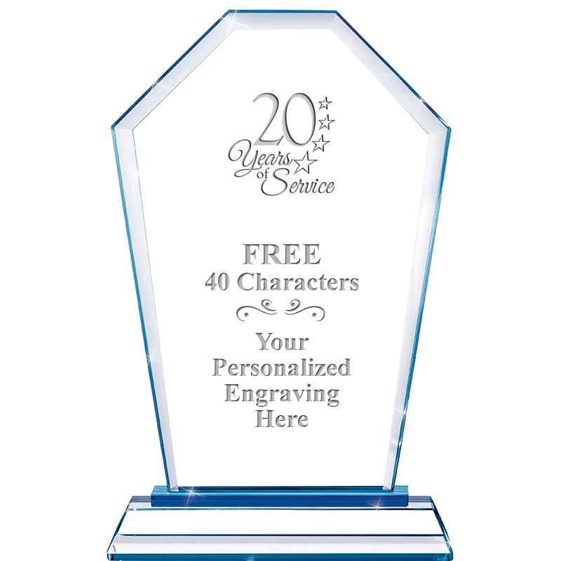 8" BLUE EMPHASIS CREST CRYSTAL