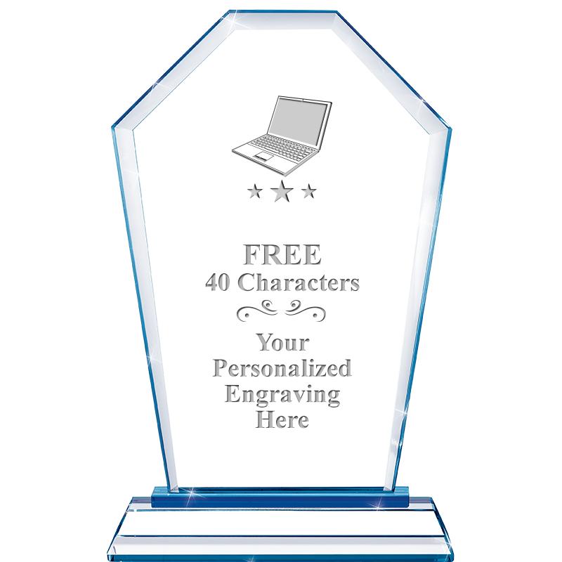 8" BLUE EMPHASIS CREST CRYSTAL