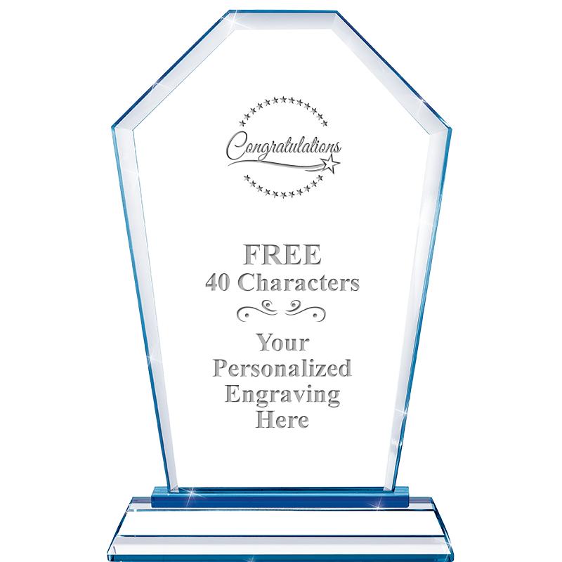 8" BLUE EMPHASIS CREST CRYSTAL