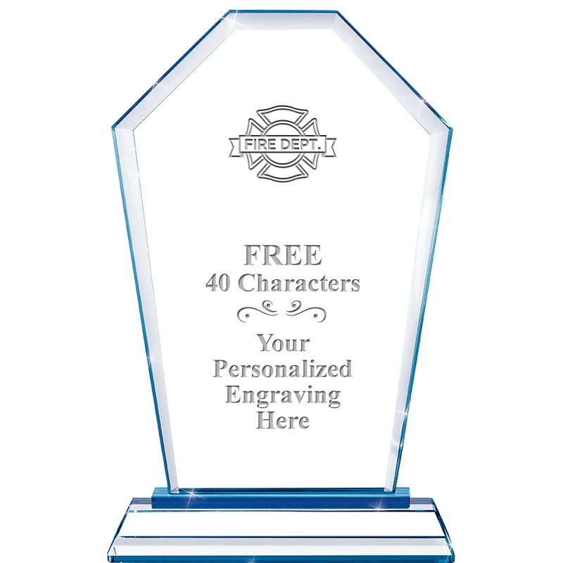 8" BLUE EMPHASIS CREST CRYSTAL