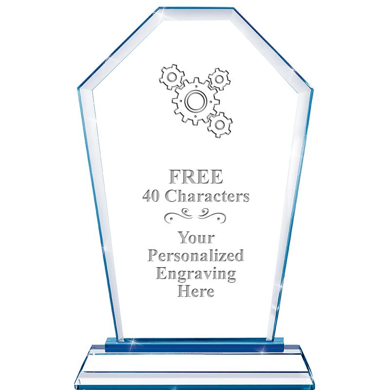 8" BLUE EMPHASIS CREST CRYSTAL