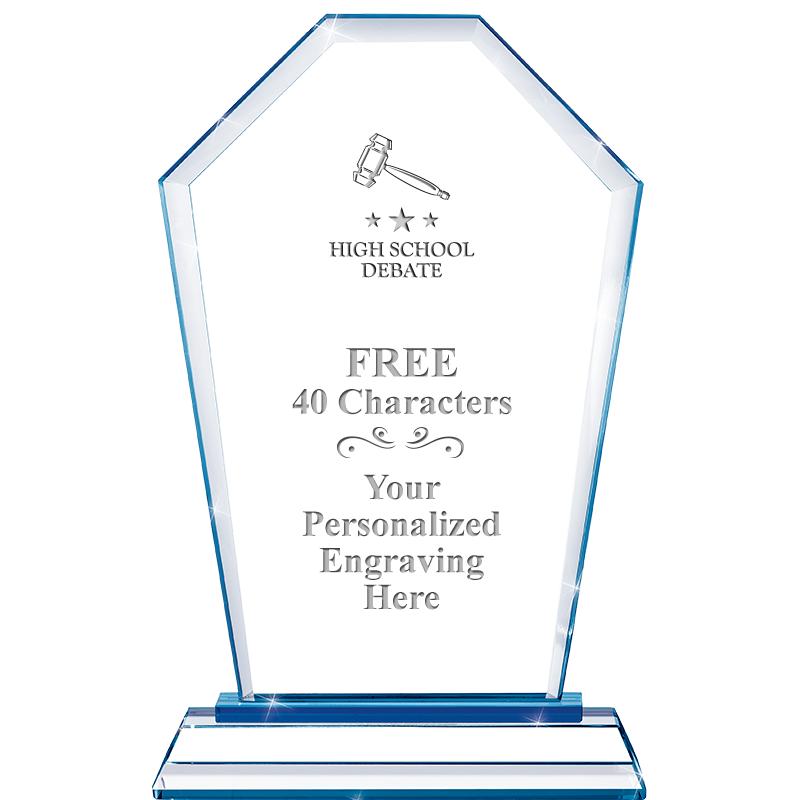 8" BLUE EMPHASIS CREST CRYSTAL