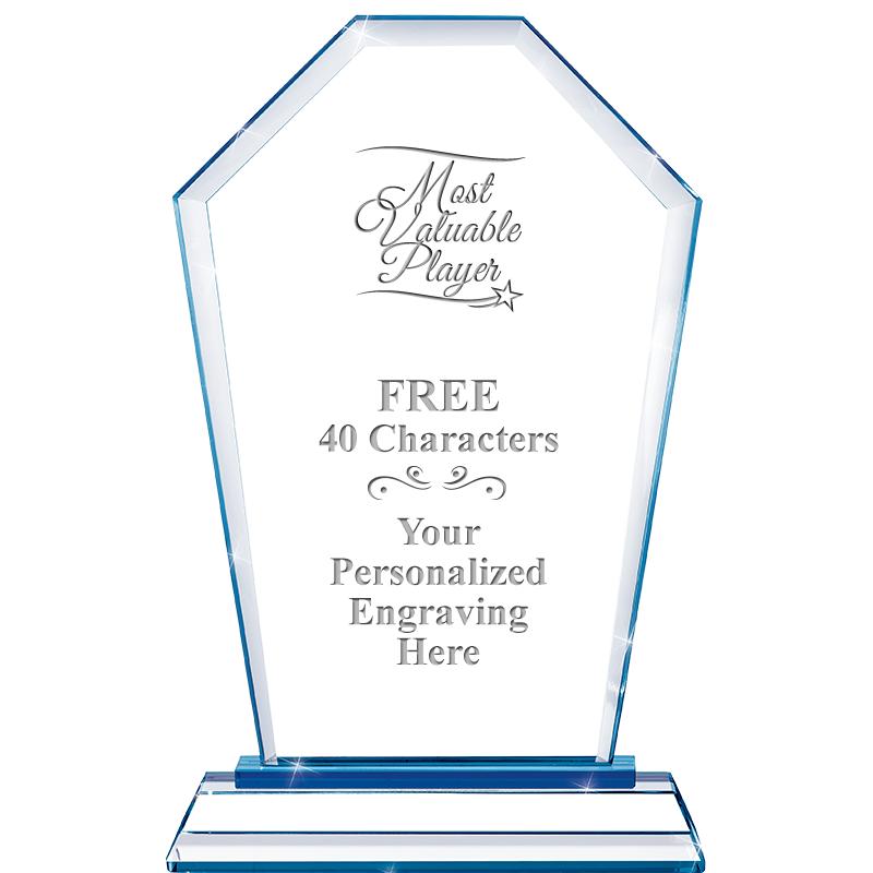 8" BLUE EMPHASIS CREST CRYSTAL