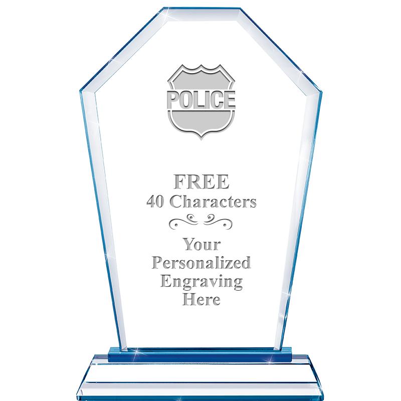 8" BLUE EMPHASIS CREST CRYSTAL