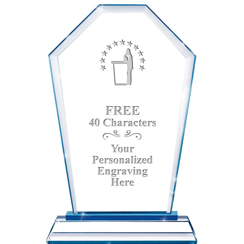 8" BLUE EMPHASIS CREST CRYSTAL