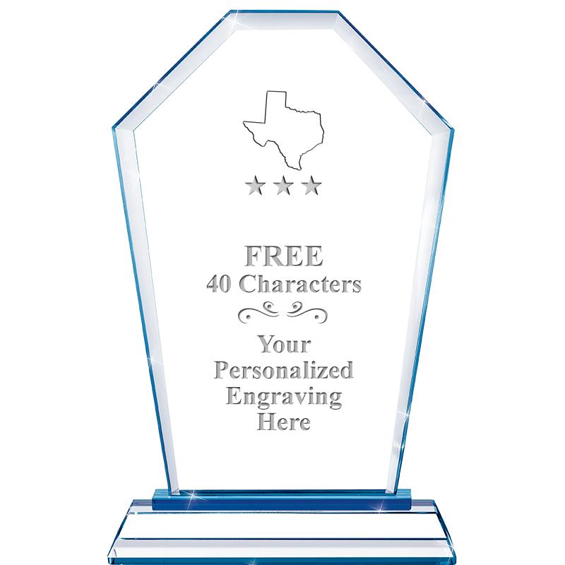 8" BLUE EMPHASIS CREST CRYSTAL