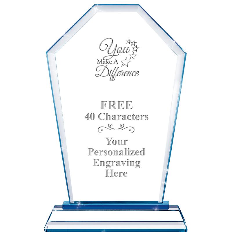 8" BLUE EMPHASIS CREST CRYSTAL