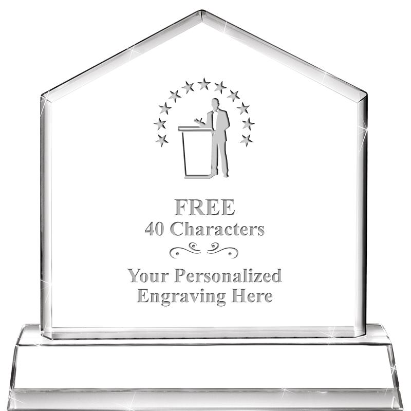 6" CRYSTAL HOMEPLATE AWARD
