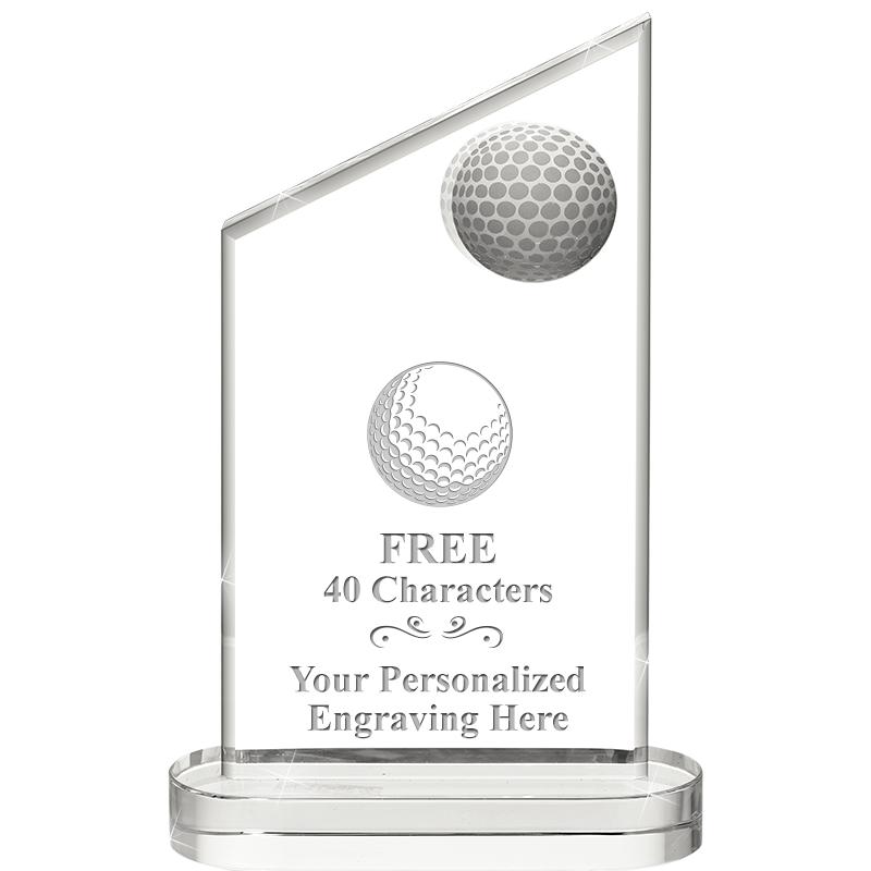 8" INLAID GOLF CRYSTAL AWARD
