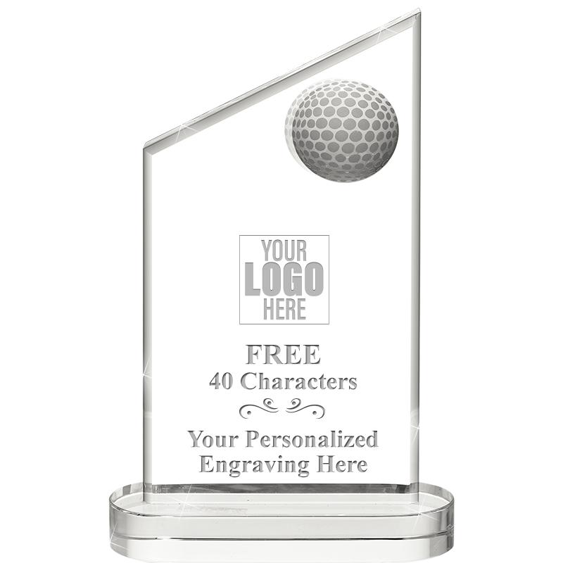 8" INLAID GOLF CRYSTAL AWARD