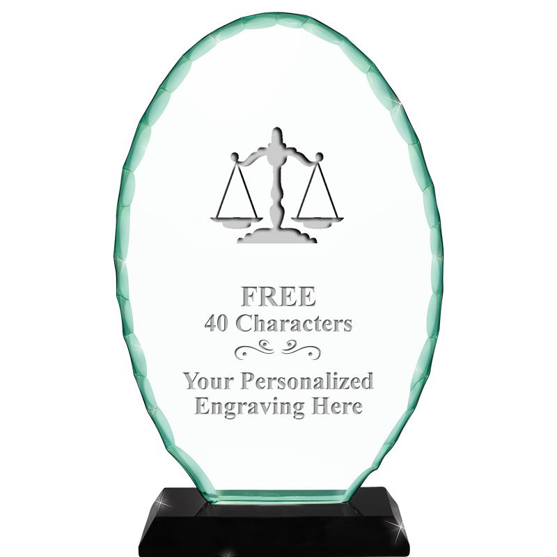 8 1/4" JADE OVAL CRYSTAL AWARD