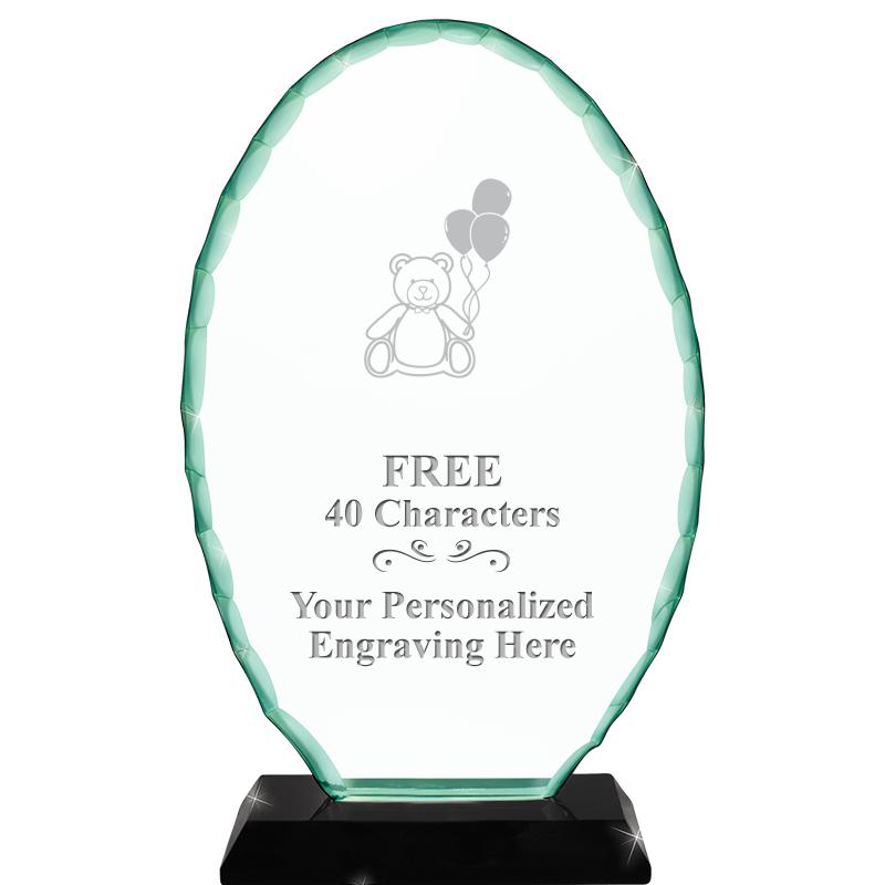 8 1/4" JADE OVAL CRYSTAL AWARD