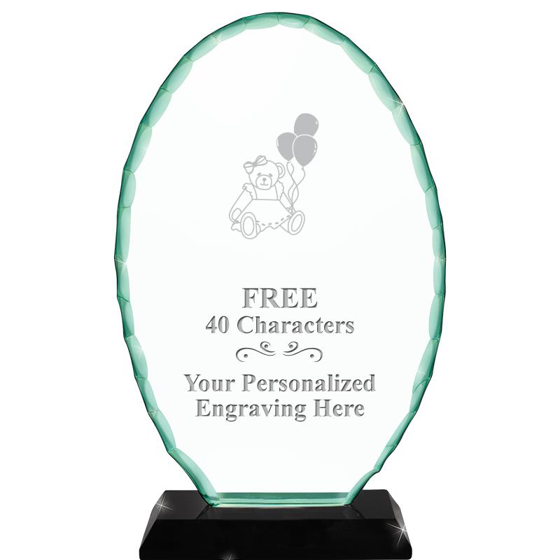 8 1/4" JADE OVAL CRYSTAL AWARD