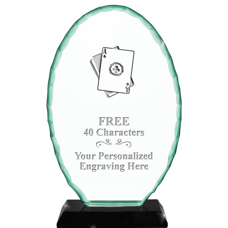 8 1/4" JADE OVAL CRYSTAL AWARD