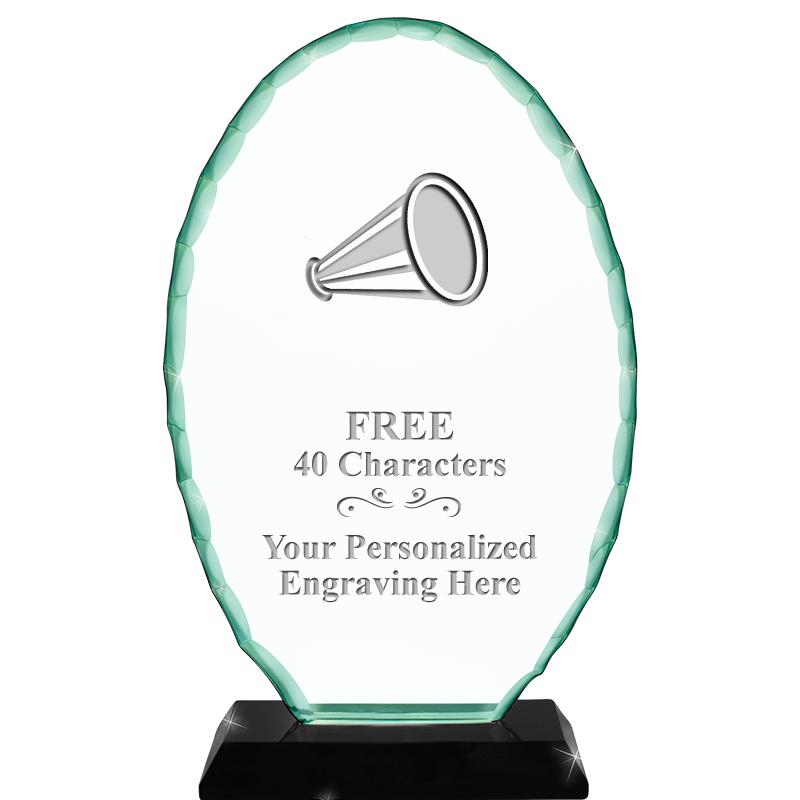 8 1/4" JADE OVAL CRYSTAL AWARD