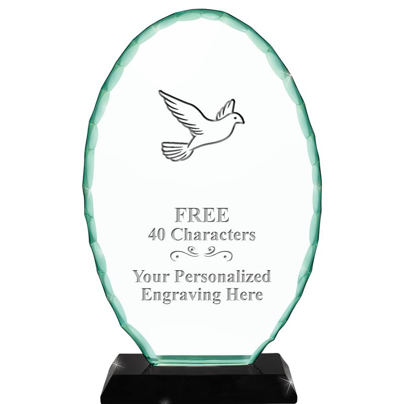 8 1/4" JADE OVAL CRYSTAL AWARD