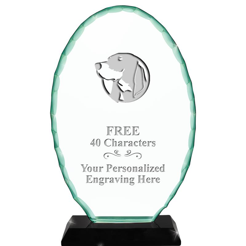 8 1/4" JADE OVAL CRYSTAL AWARD