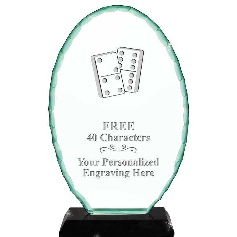 8 1/4" JADE OVAL CRYSTAL AWARD