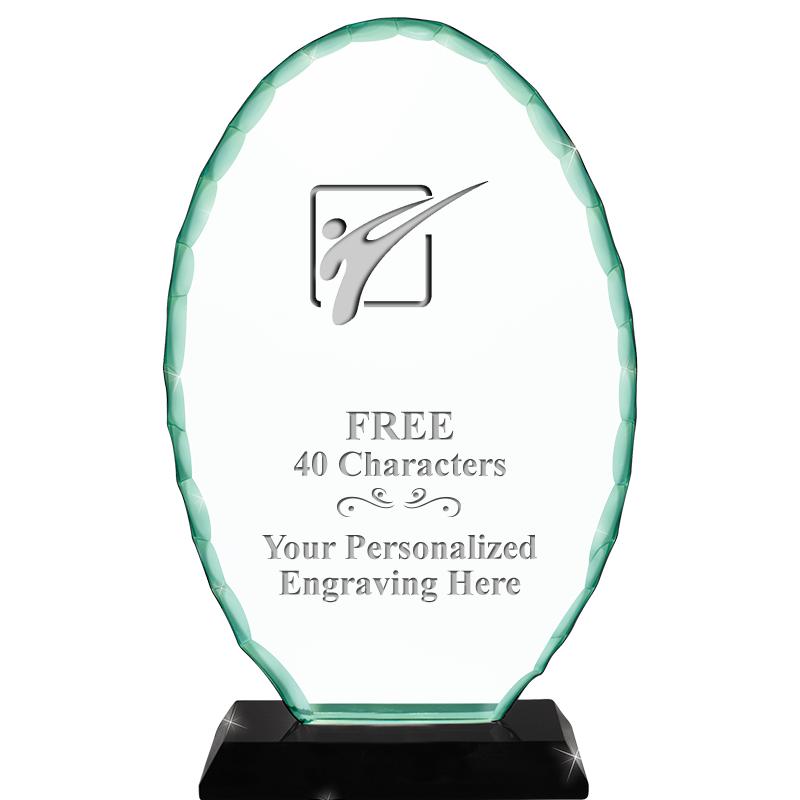 8 1/4" JADE OVAL CRYSTAL AWARD