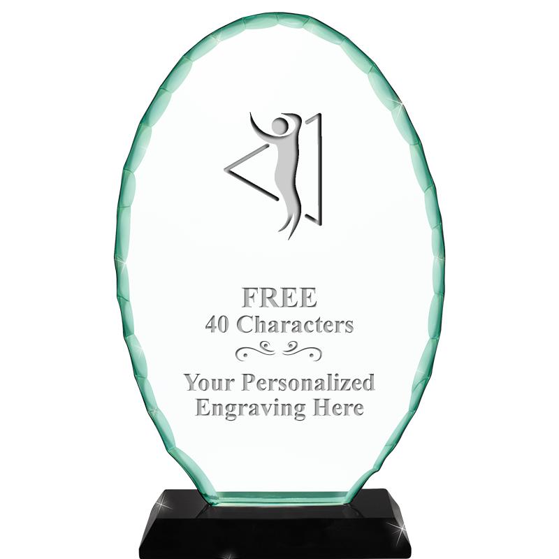 8 1/4" JADE OVAL CRYSTAL AWARD