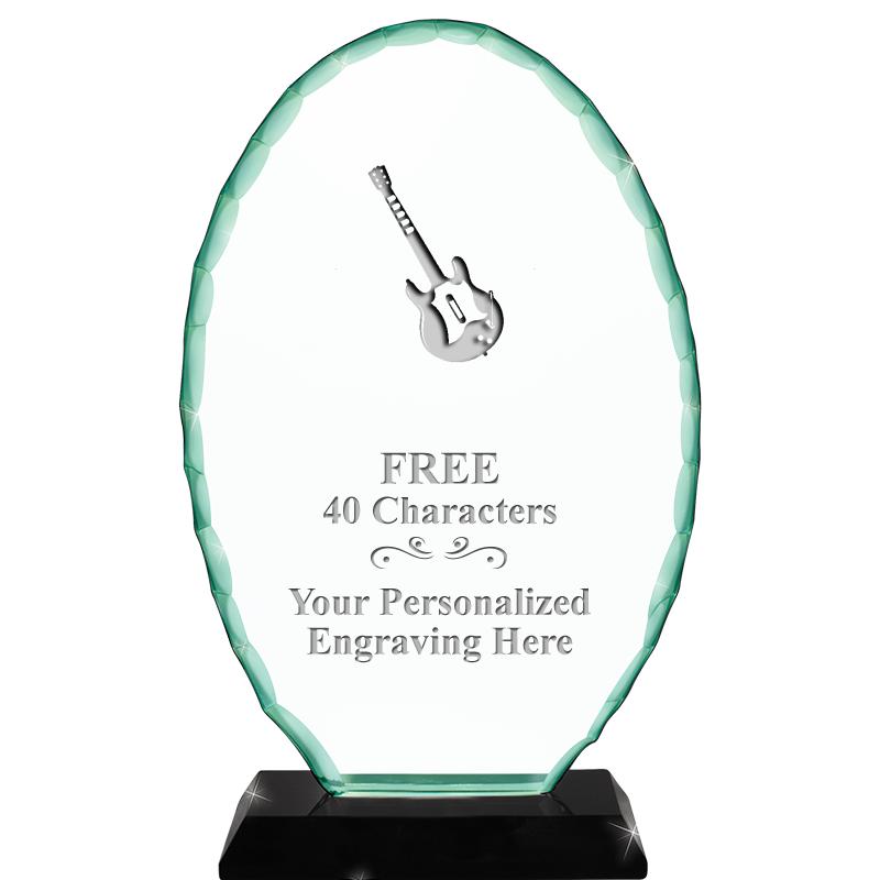 8 1/4" JADE OVAL CRYSTAL AWARD