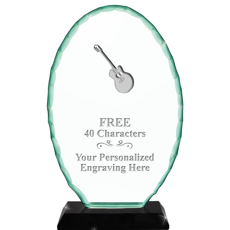 8 1/4" JADE OVAL CRYSTAL AWARD