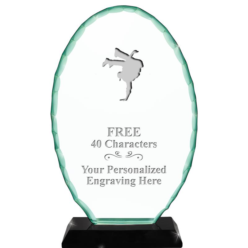 8 1/4" JADE OVAL CRYSTAL AWARD