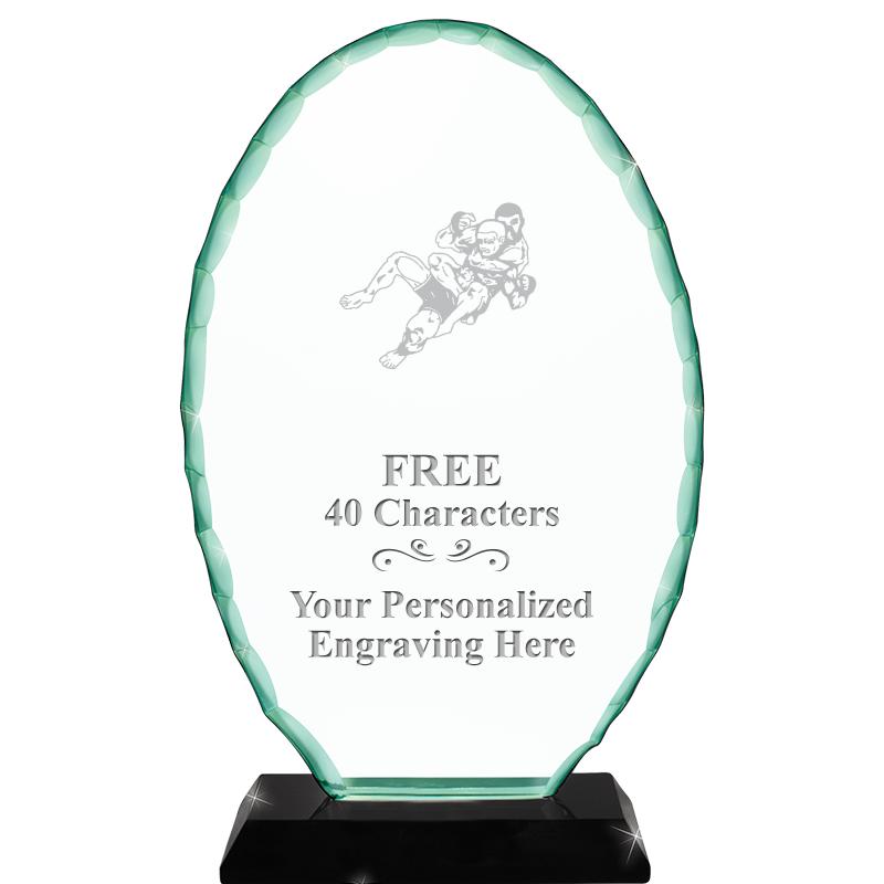 8 1/4" JADE OVAL CRYSTAL AWARD