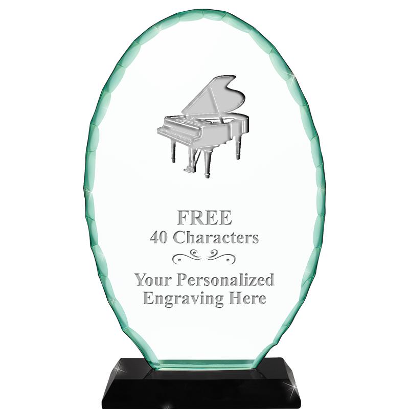 8 1/4" JADE OVAL CRYSTAL AWARD