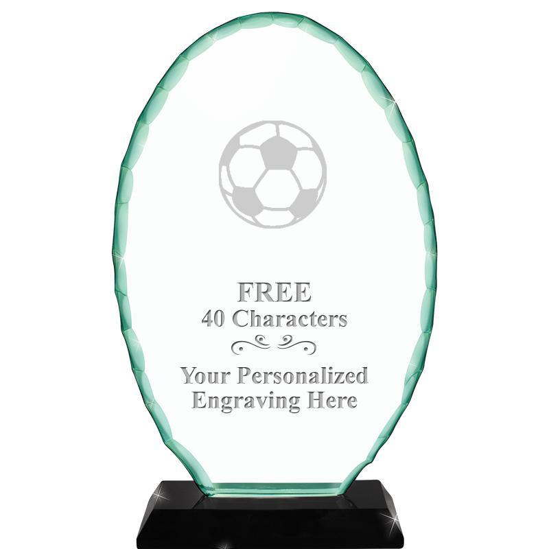 8 1/4" JADE OVAL CRYSTAL AWARD