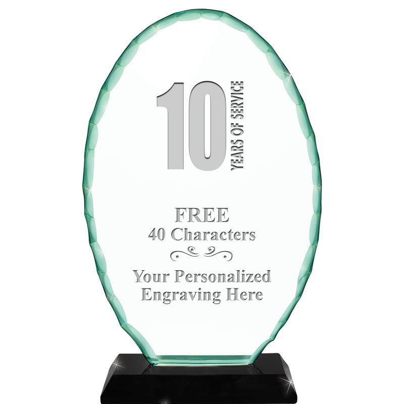 8 1/4" JADE OVAL CRYSTAL AWARD