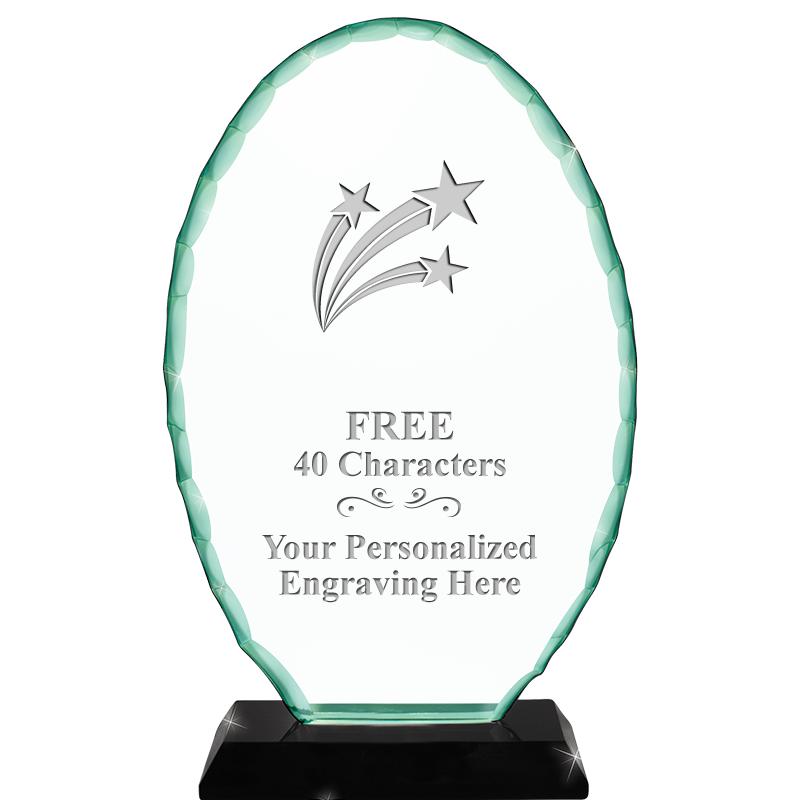 8 1/4" JADE OVAL CRYSTAL AWARD