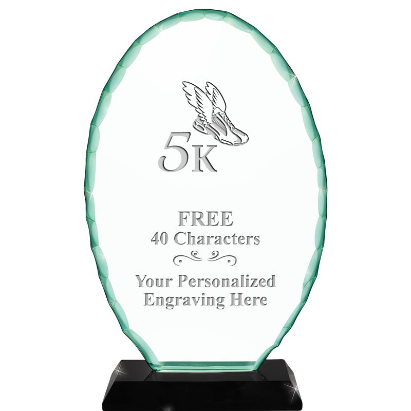 8 1/4" JADE OVAL CRYSTAL AWARD