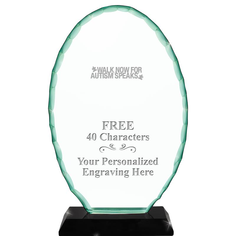 8 1/4" JADE OVAL CRYSTAL AWARD