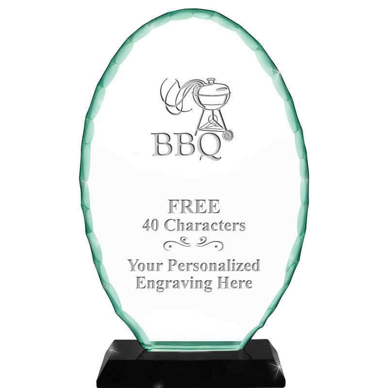 8 1/4" JADE OVAL CRYSTAL AWARD