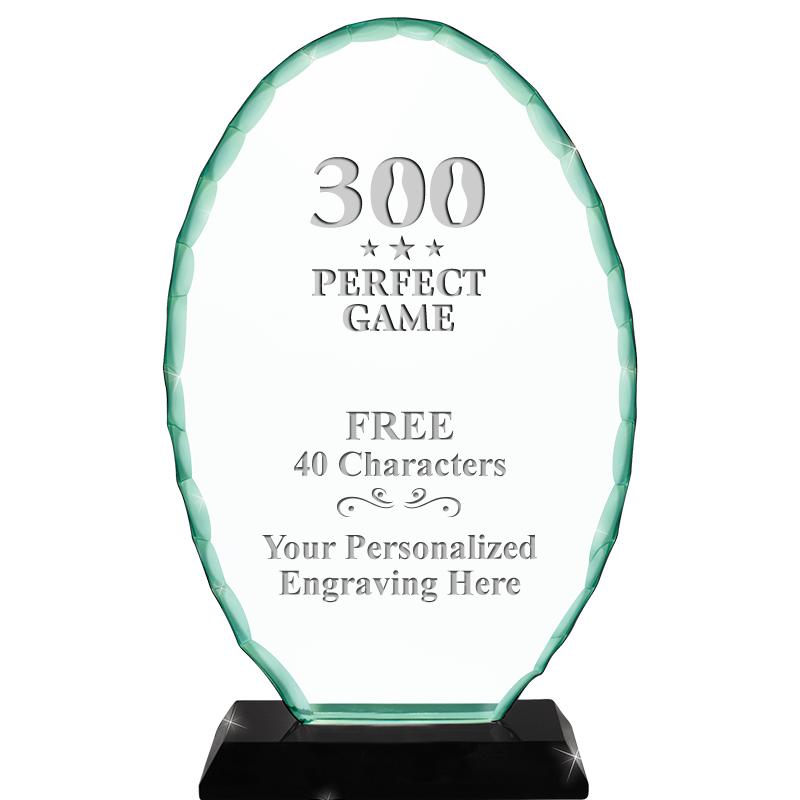 8 1/4" JADE OVAL CRYSTAL AWARD