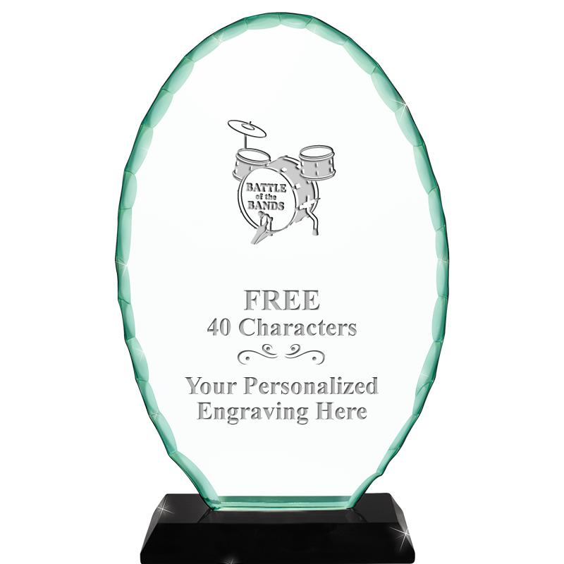 8 1/4" JADE OVAL CRYSTAL AWARD