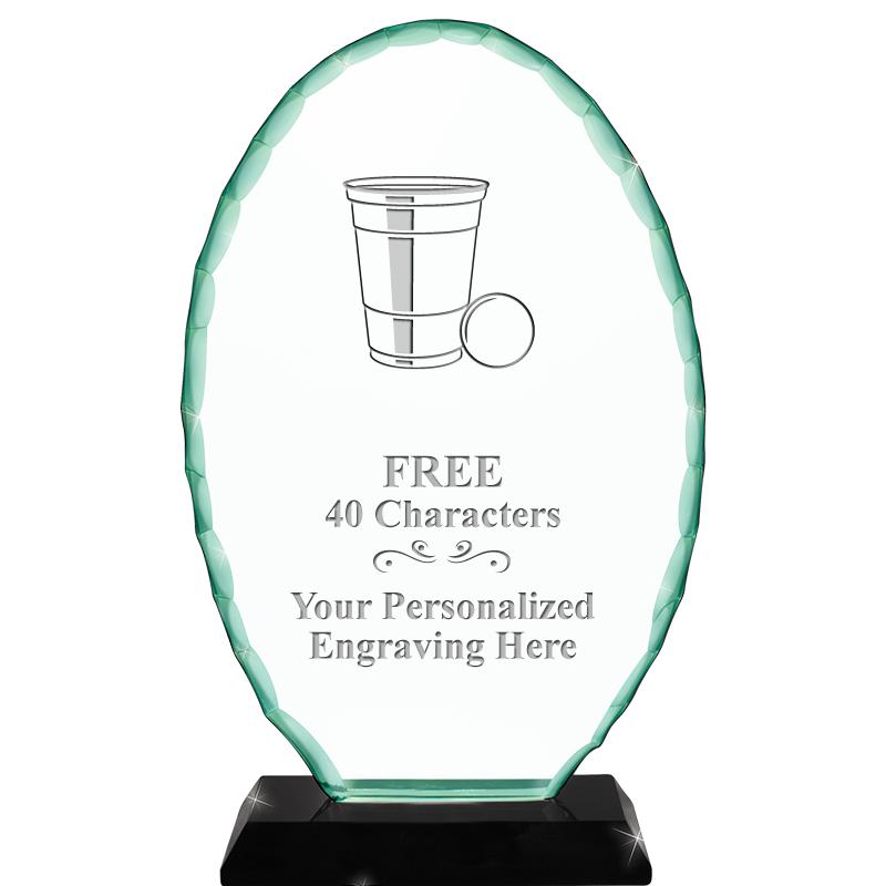 8 1/4" JADE OVAL CRYSTAL AWARD