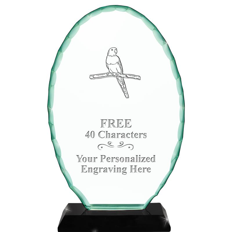 8 1/4" JADE OVAL CRYSTAL AWARD