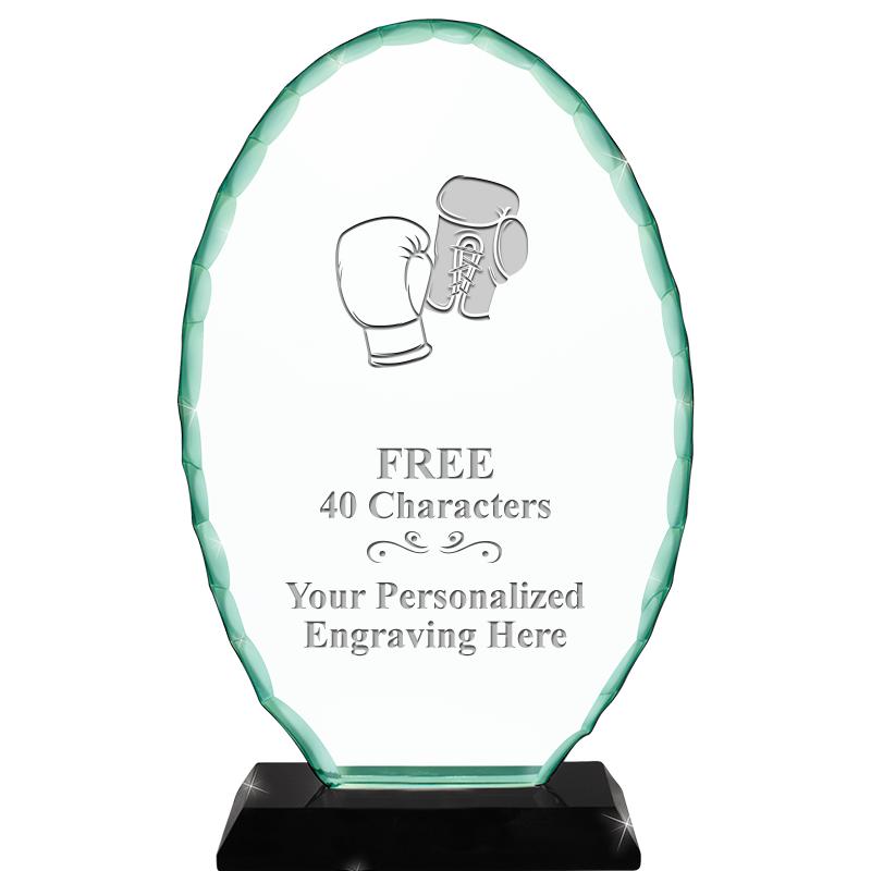 8 1/4" JADE OVAL CRYSTAL AWARD