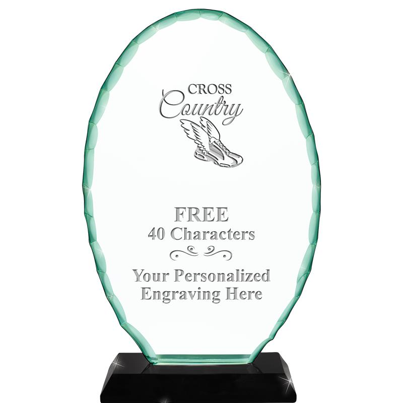 8 1/4" JADE OVAL CRYSTAL AWARD