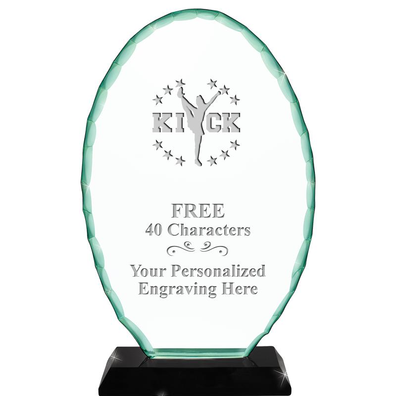 8 1/4" JADE OVAL CRYSTAL AWARD