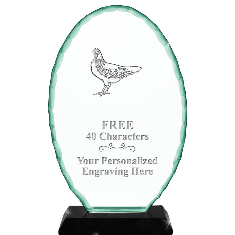 8 1/4" JADE OVAL CRYSTAL AWARD