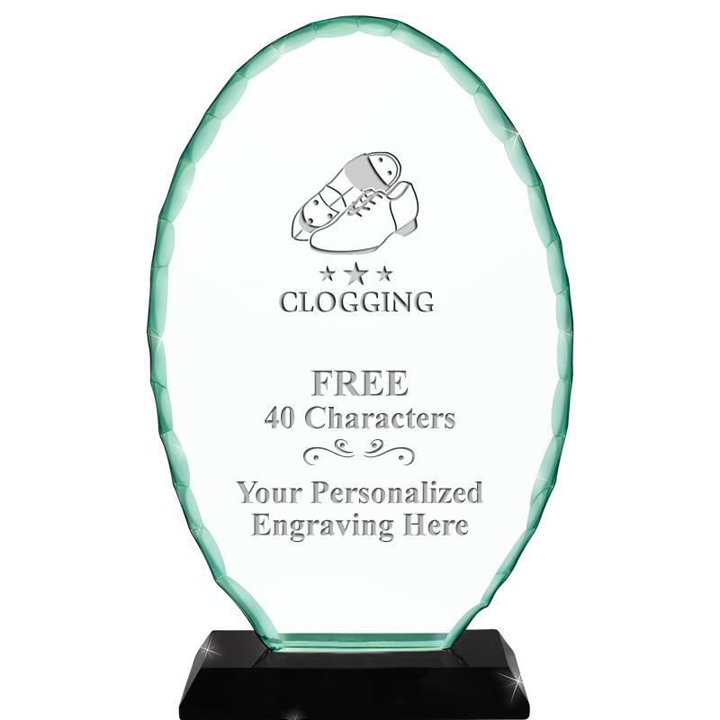 8 1/4" JADE OVAL CRYSTAL AWARD