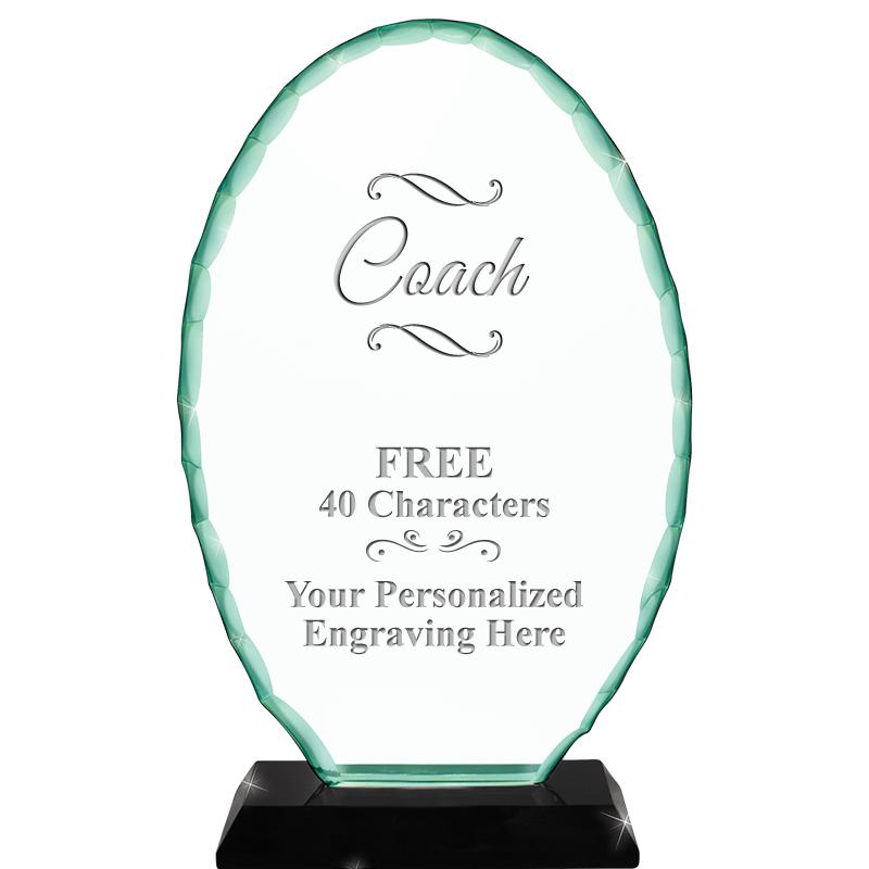 8 1/4" JADE OVAL CRYSTAL AWARD