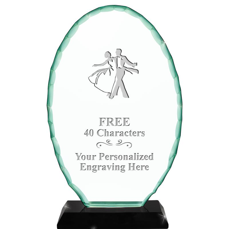 8 1/4" JADE OVAL CRYSTAL AWARD