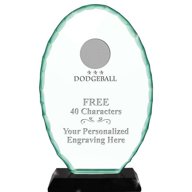 8 1/4" JADE OVAL CRYSTAL AWARD